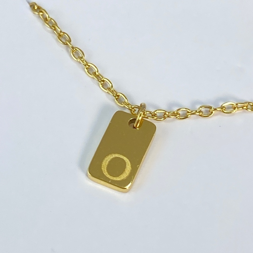Initial Letter O Tag Necklace